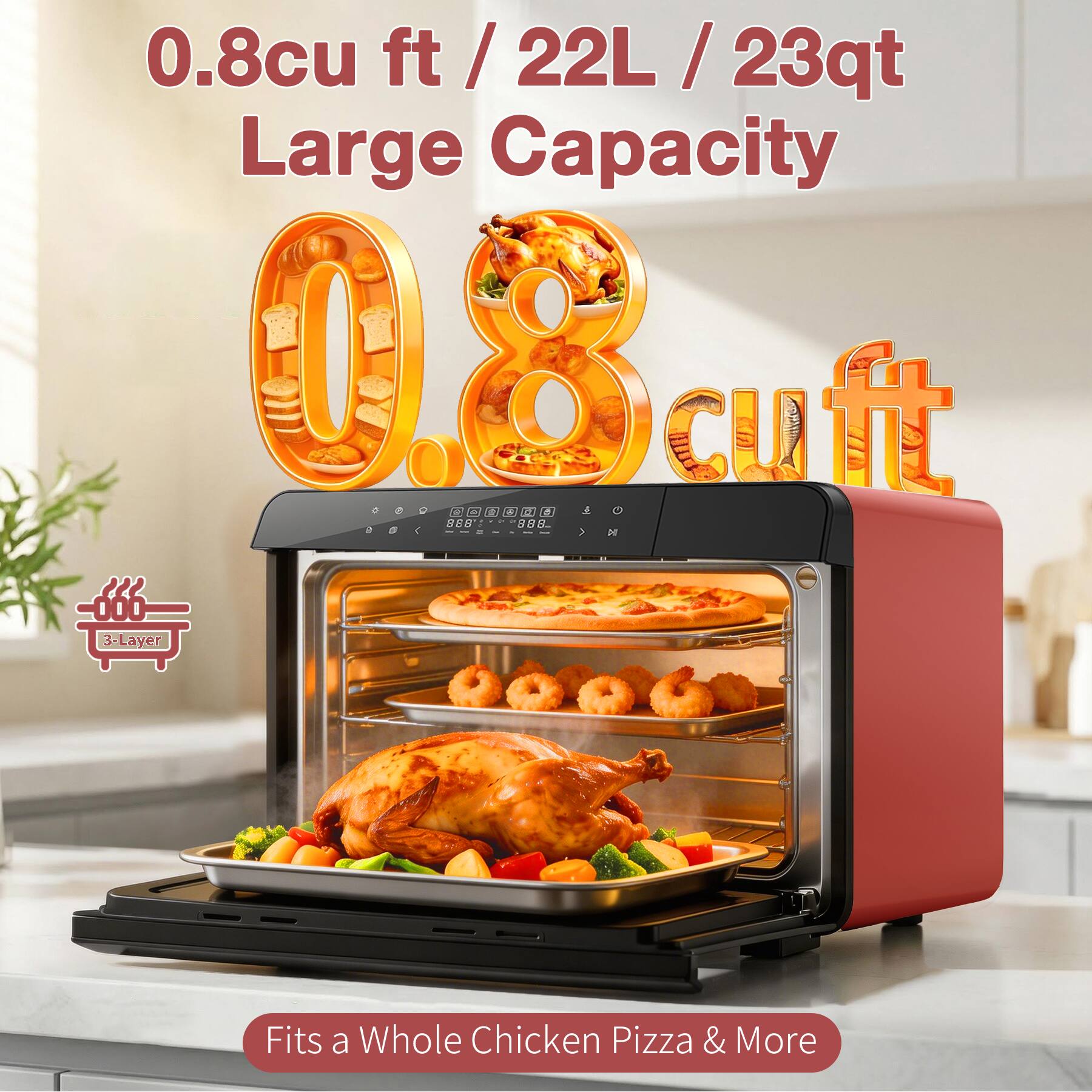 Robam R Box 0.8 cu.ft Countertop Toaster Oven 14 in 1 Combi Steam Air ...