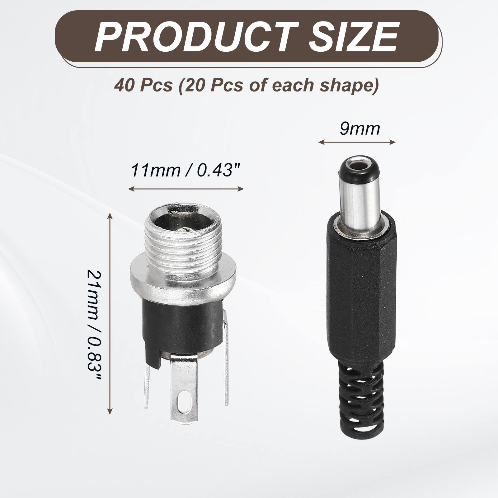 PRODUCT SIZE  
40 Pcs (20 Pcs of each shape)  
9mm  
11mm / 0.43"  
21mm / 0.83"