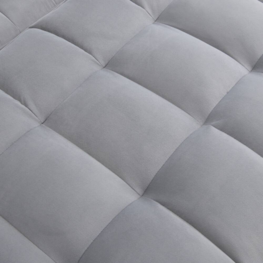 Alt View 1. LUCKY ONE - Modern Velvet 3-in-1 Loveseat Futon Sofa Bed w/ Pullout Bed USB & Phone Holder - Light Gray.