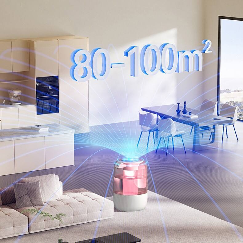 Alt View 2. Cluzine - Large Room Humidifier, Dual Nozzle, Night Light, 31dB Quiet, for Bedroom & Living Room.