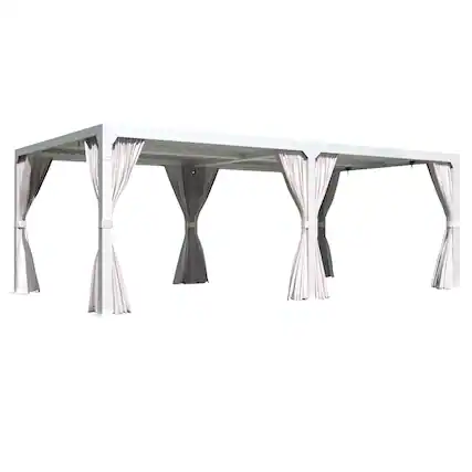 Front. U-HOMY - 10'x20' Aluminum Pergola with Adjustable Rainproof Louver Roof & Integrated Gutter System - White.