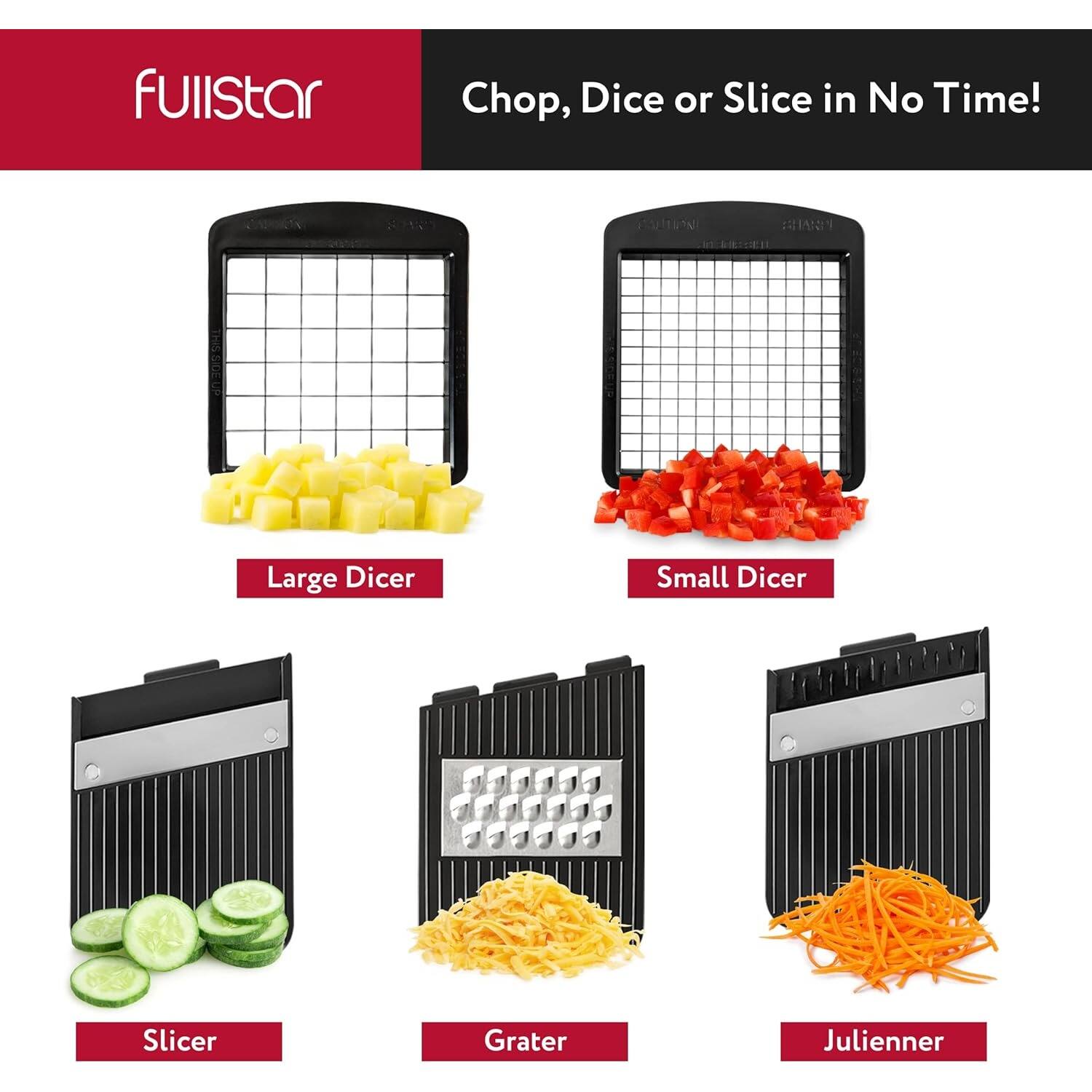 fulistar Chop, Dice or Slice in No Time! Large Dicer Small Dicer Slicer Grater Julienner