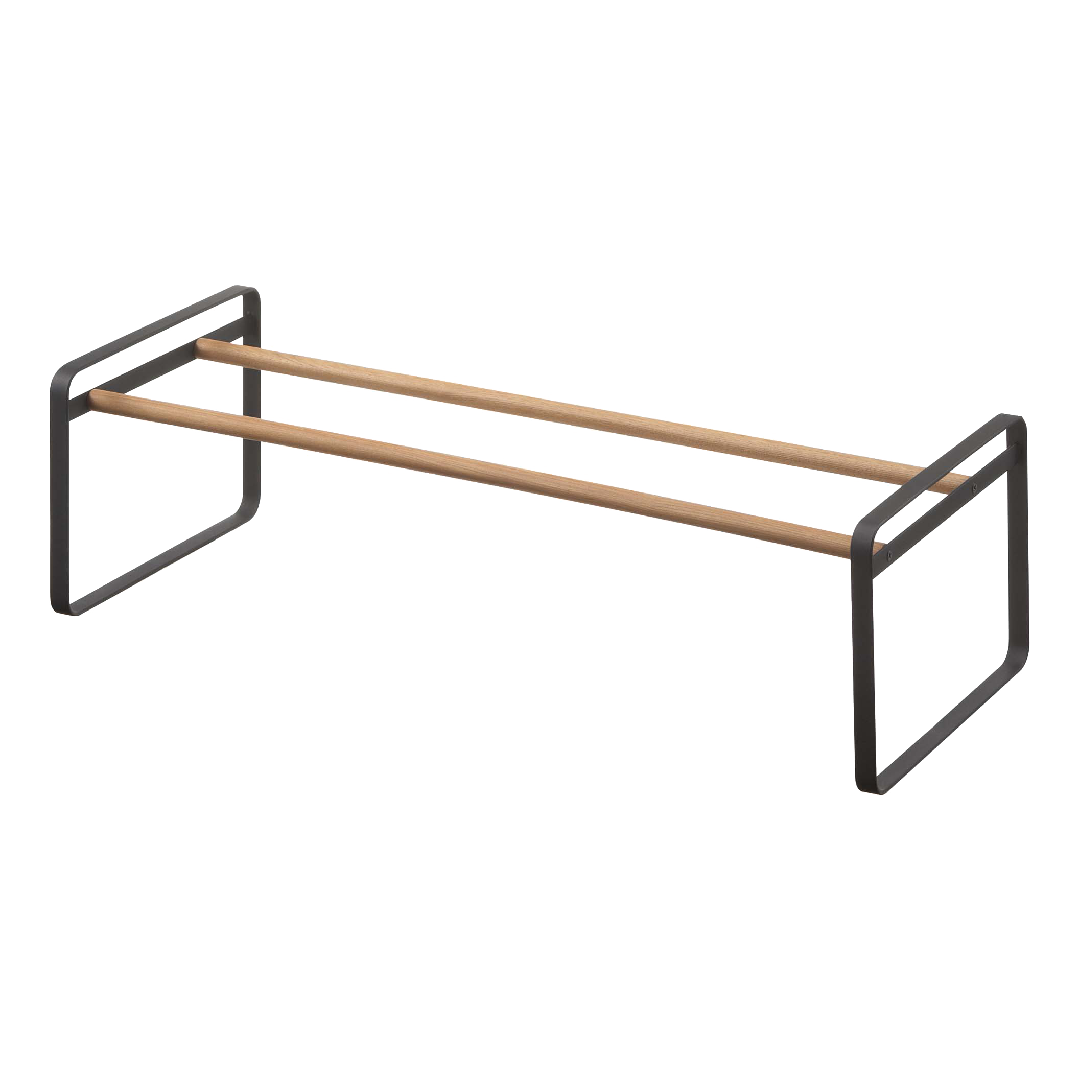 Back. Yamazaki Home - Stackable Shoe Rack (7" H)  - Steel + Wood - Black.