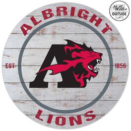 Jardine - Albright Lions 20'' x 20'' Indoor/Outdoor Weathered Circle Sign - White
