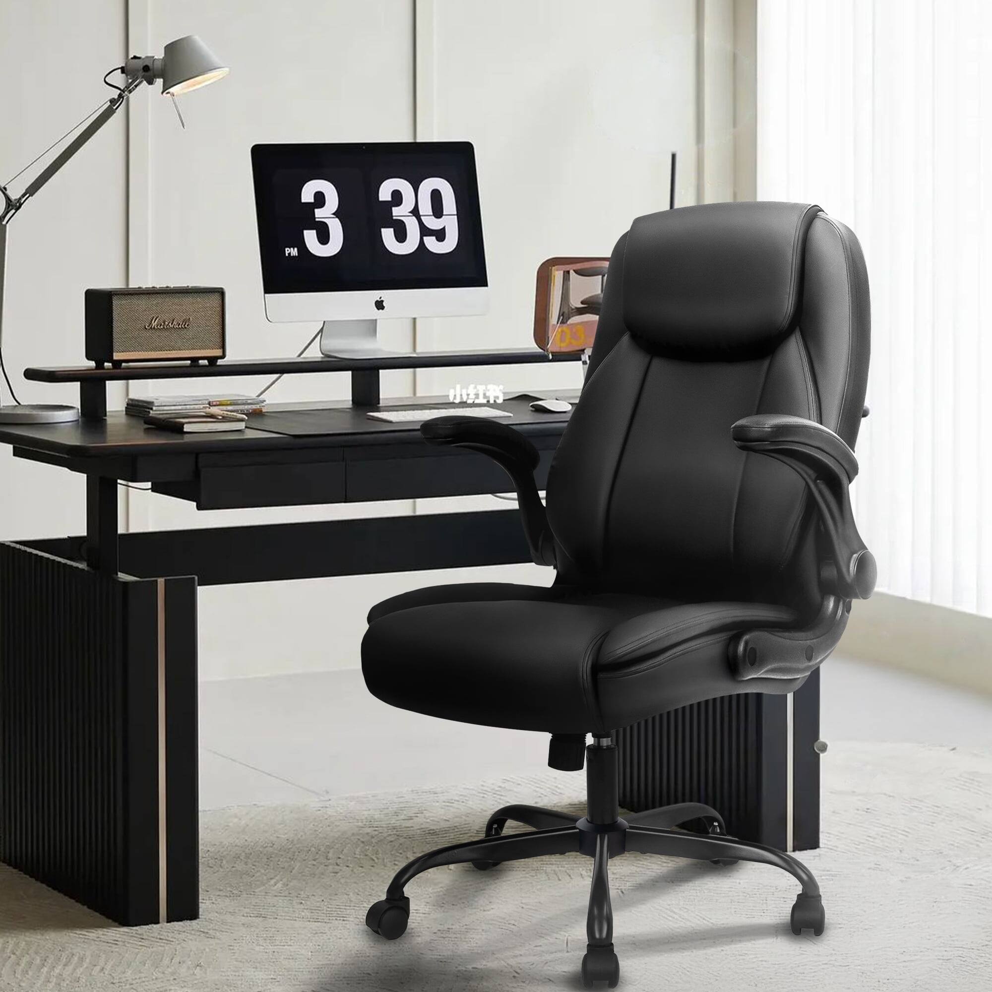Alt View 8. Neo Chair - Office Desk Gaming Computer Home Chair Ergonomic Executive High Back Support Flip-up Arms Rolling Wheels PU Leather - Black.