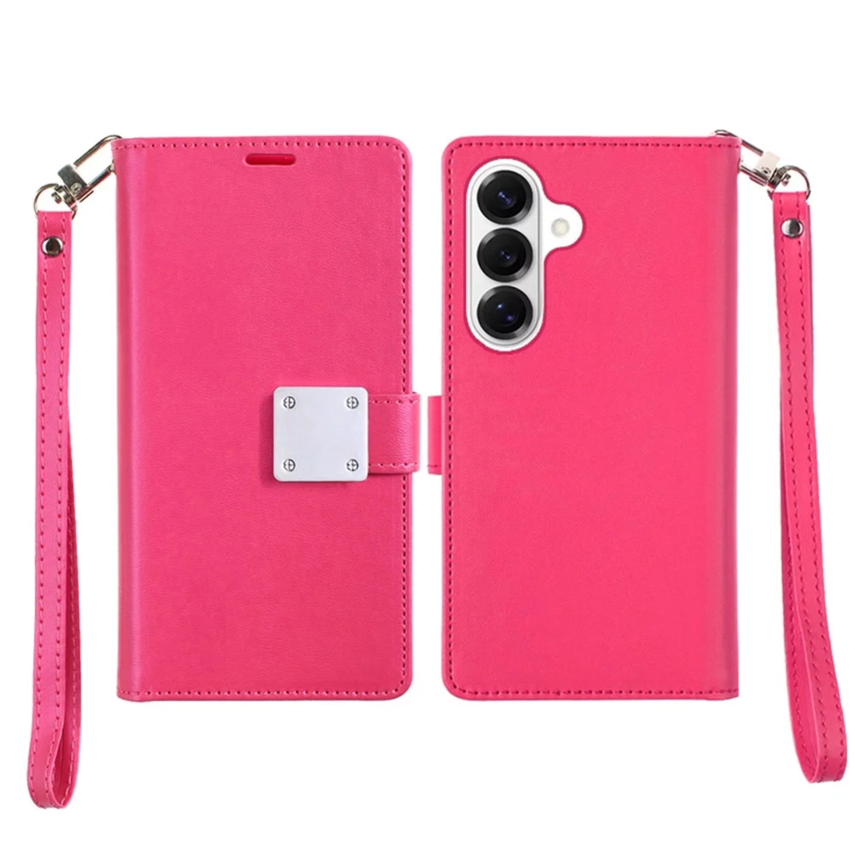 Kitcheniva - PU Leather Phone Wallet Extra Card Flap Plus Tempered Glass For Samsung S26 FE - Hot Pink price history on PriceWatchPro