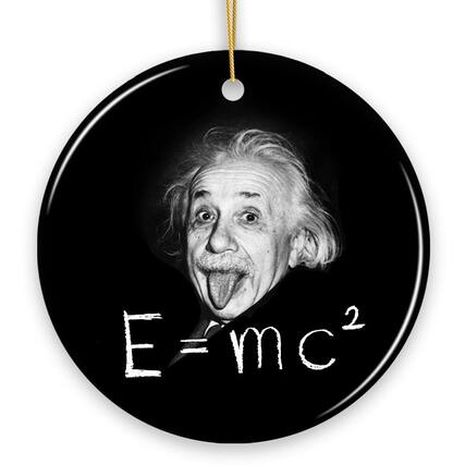 Front. OrnamentallyYou - Physics Genius Albert Einstein Ceramic Ornament Famous Equation Emc Keepsake and Decor - Multi-colored.