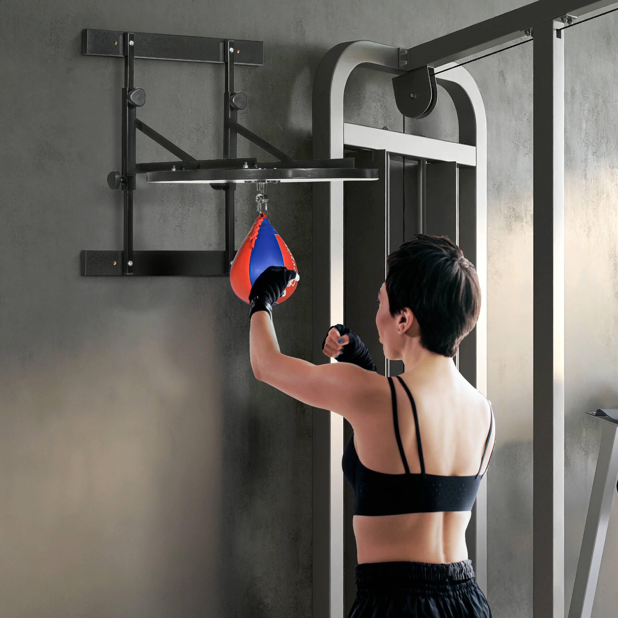 Alt View 1. Soozier - Adjustable Speed Bag Platform, Wall Mounted Speed Bags for Boxing, with 360-Degree Swivel and 10'' Speedbag - Black, Blue and Red.