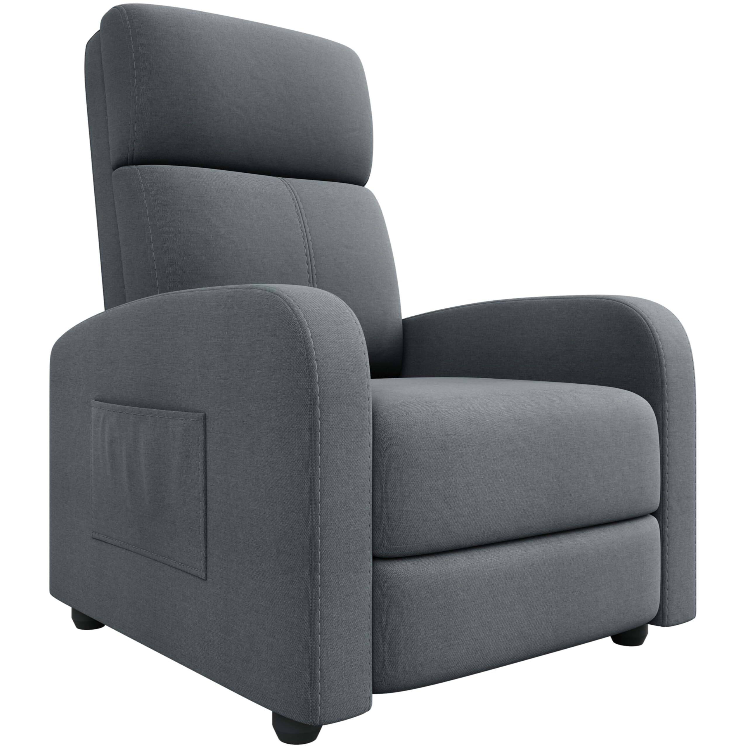 Front. Jojoka - Recliner Chair for Adults, Lazy Recliner Ergonomic Adjustable Single Sofa Enhanced - dark gray.
