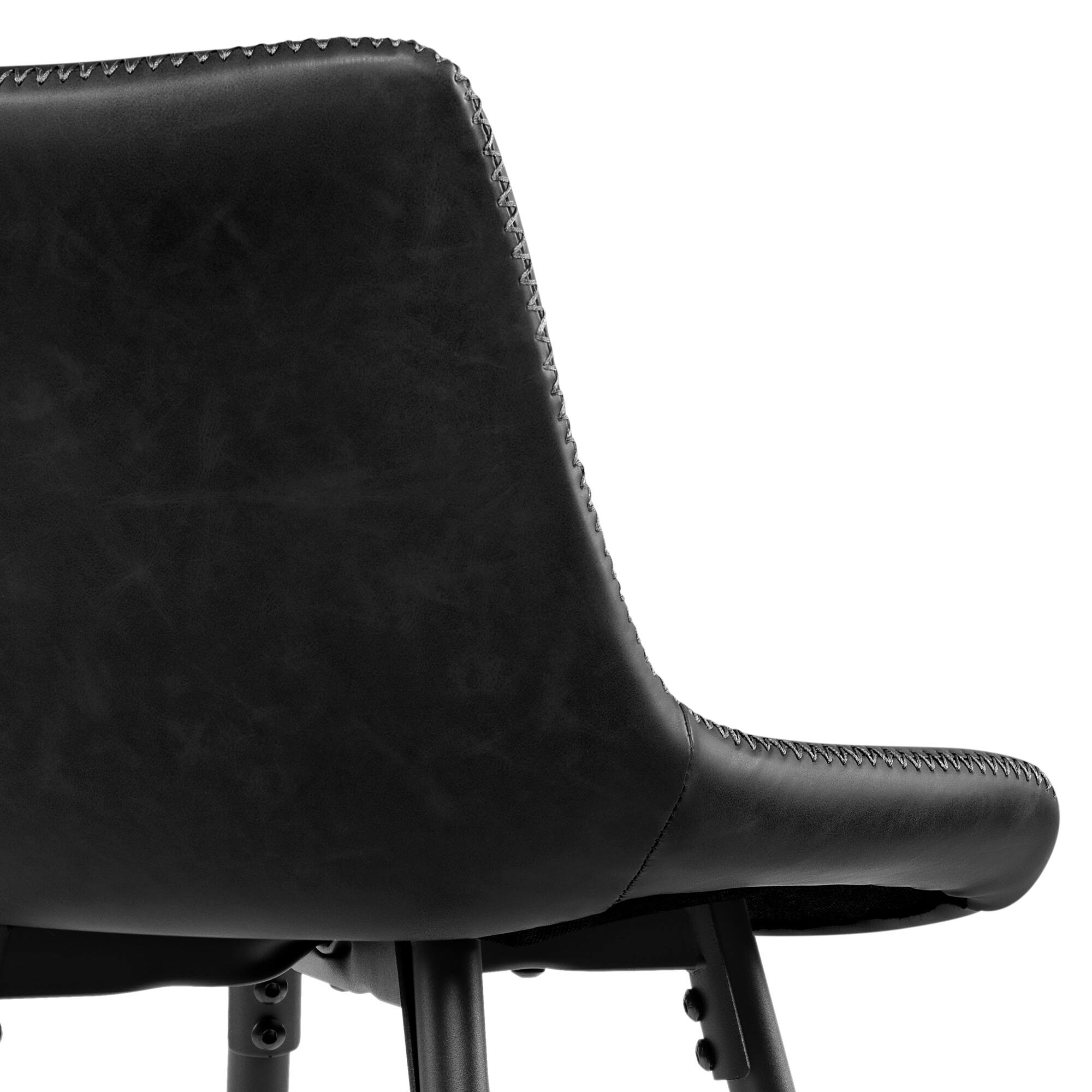 Alt View 4. KERDOM - 24/28'' H Bar Stools Set of 3, Waterproof PU Leather Armless Kitchen Island High Chair Counter Stool, Rubber Foot Pad - Black - 24‘’ Height.
