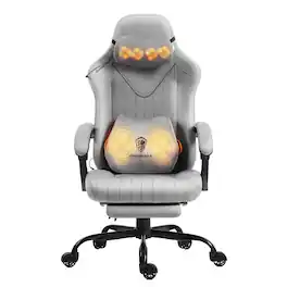 Dowinx - Video Gaming Chair with Shiatsu Neck Massage&Lumbar Support for Home Office, High Back Recliner Height Adjustable - Gray