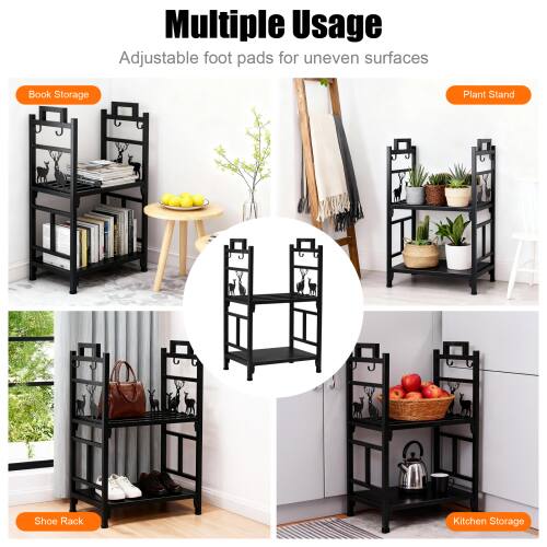 Multiple Usage  
Adjustable foot pads for uneven surfaces  

- Book Storage  
- Plant Stand  
- Shoe Rack  
- Kitchen Storage
