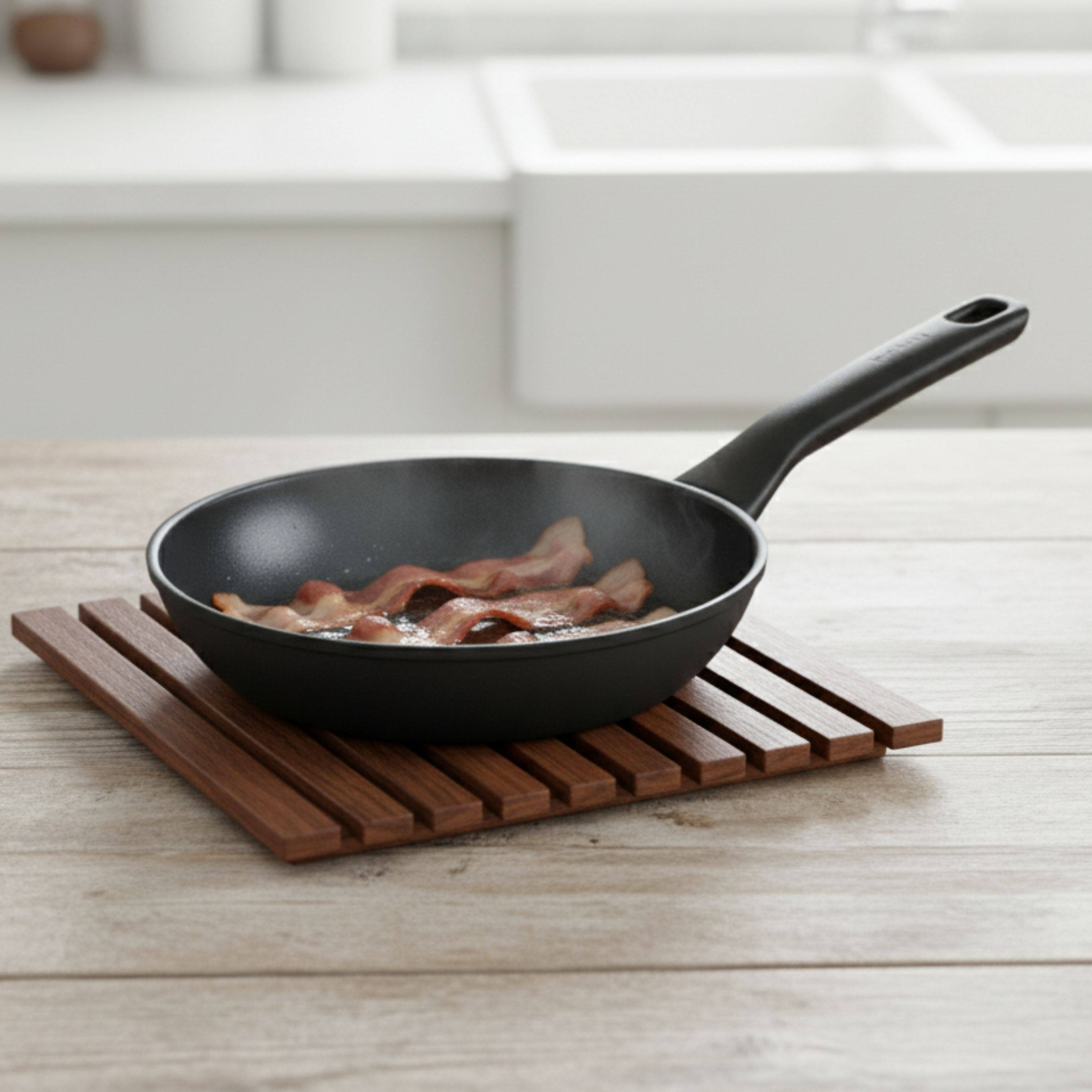 Front. BergHOFF - BergHOFF DiNA Helix Nonstick Ceramic Frying Pan 8", Recycled Aluminum - Black.