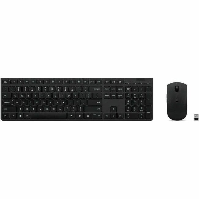Lenovo - Professional Wireless Rechargeable Combo Keyboard and Mouse -US English - USB Type A Scissors Wireless - Gray