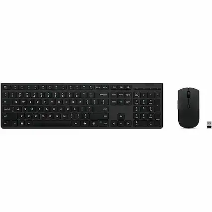 Front. Lenovo - Lenovo Professional Wireless Rechargeable Combo Keyboard and Mouse -US English - USB Type A Scissors Wireless - Gray.