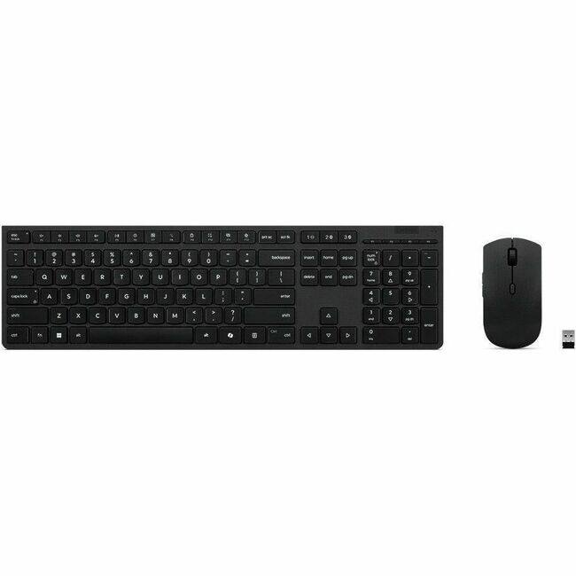 Lenovo - Professional Wireless Rechargeable Combo Keyboard and Mouse -US English - USB Type A Scissors Wireless - Gray