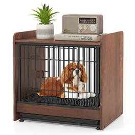 Gymax - Dog Cage Furniture w/Removable Tray & Lockable Door Adjustable Foot Pads