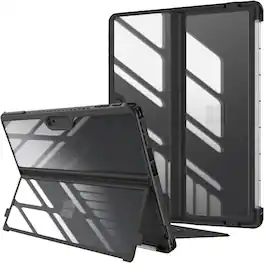 Fintie - Hard Case for 13 inch Microsoft Surface Pro 12th (2026)/11th/10/9, Shockproof Folio Rugged Cover with Clear Back Shell - Black