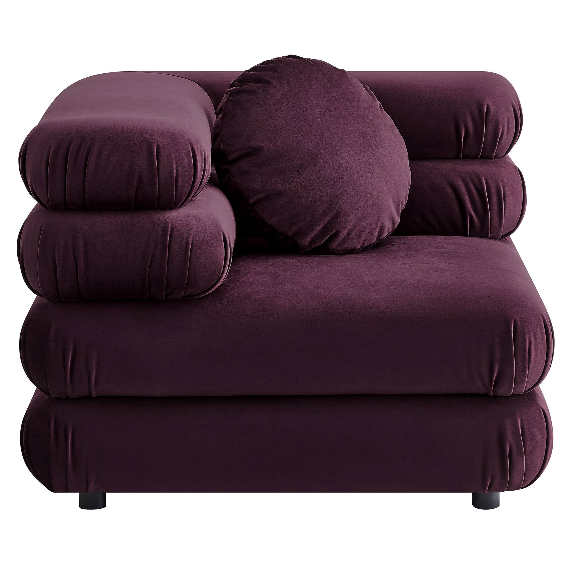 Back. Modway - Jubilee Modular Performance Velvet Corner Chair by Modway - Mulberry.