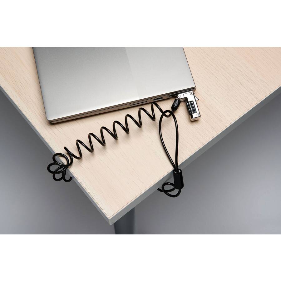 Alt View 1. Kensington - Kensington Slim Portable Combination Lock for Standard Slot - 5.91 ft Cable - Resettable - 4-digit - Combination Lock - Black/Silver.