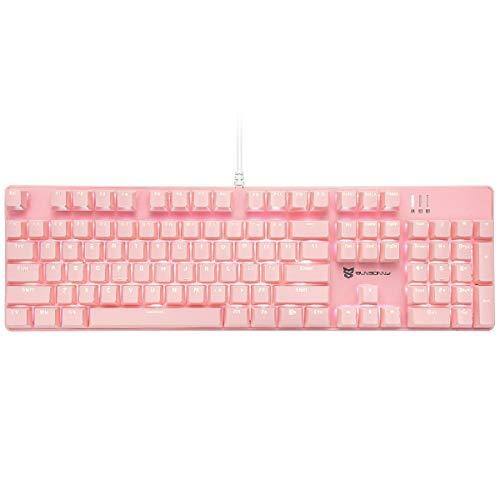 Comfort Essence - Hot Swappable Mechanical Gaming - White Backlit Blue Switches Wired Pc Keyboards - Red Switch Pink