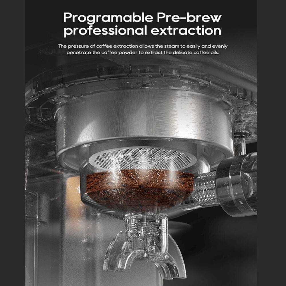 Programable Pre-brew professional extraction

The pressure of coffee extraction allows the steam to easily and evenly penetrate the coffee powder to extract the delicate coffee oils.