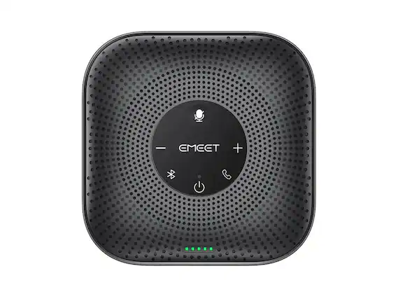 Front. EMEET - EMEET M0 Plus Wireless Speakerphone, 4-Mic 360° Pickup, VoiceIA 4.2 Noise Cancel, Daisy-Chain 16, BT 5.0 - Black.