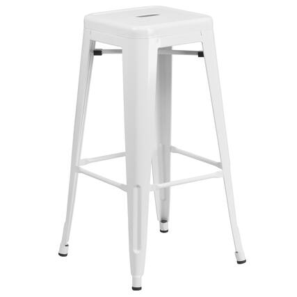 Front. Flash Furniture - Kai Commercial Grade 30" High Backless White Metal Indoor-Outdoor Barstool with Square Seat - White.