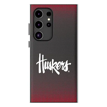 Front. Keyscaper - Nebraska Huskers Linen Galaxy Magnetic Bump Case - S25 Ultra - Black.