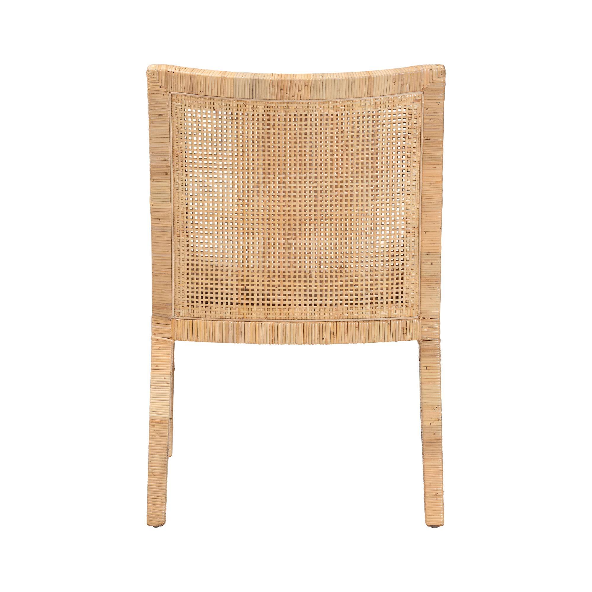 Back. bali & pari - Alexis Natural Rattan Dining Chair - Handcrafted Wingback Accent Chair with Woven Back and Removable Seat Cushion - Light Honey.