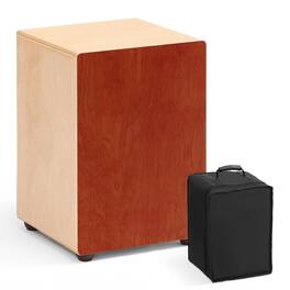 Glintex - Cajon Box Drum Birch Wood Percussion with Guitar Strings and Travel Bag, Compact Portable Design - Red
