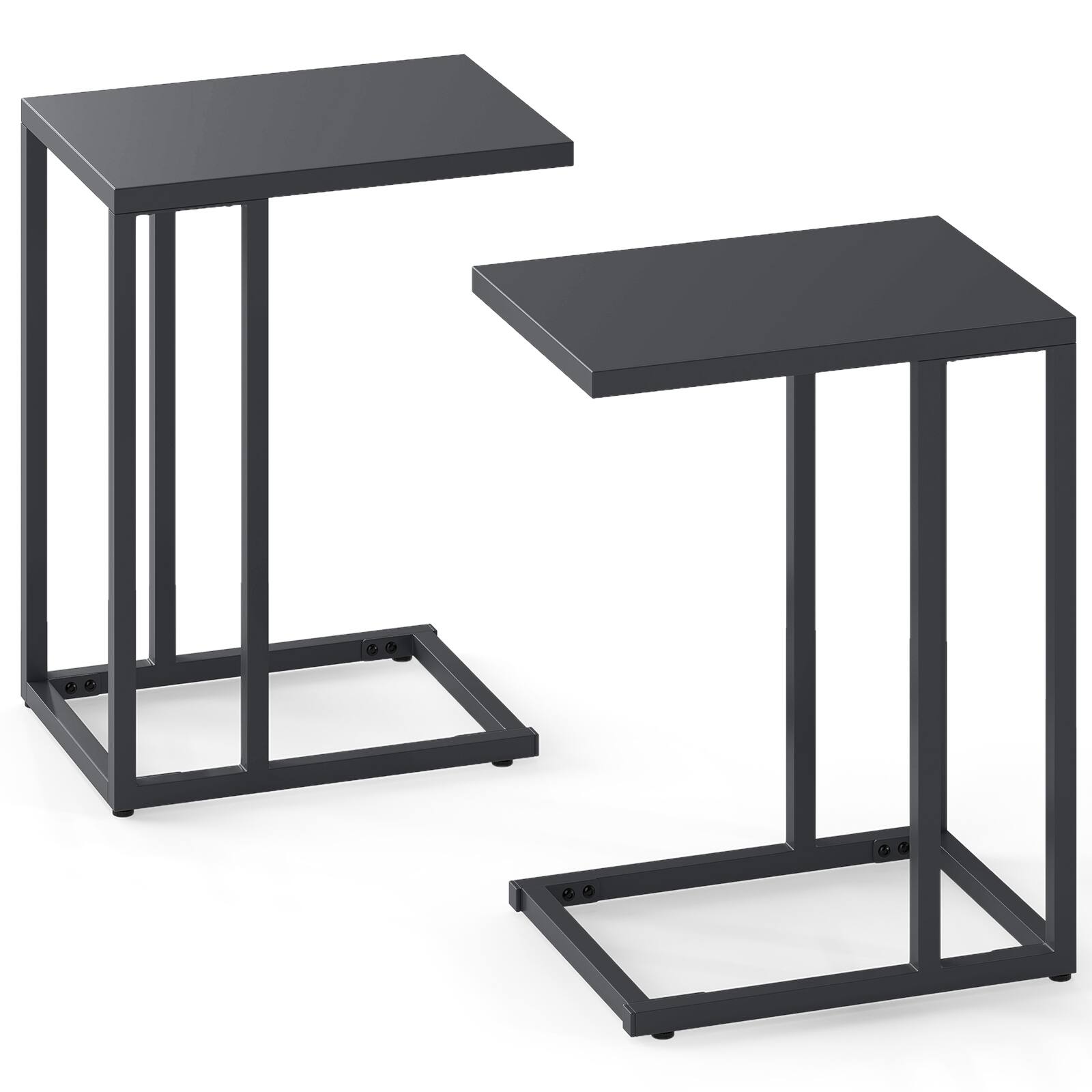 Alt View 9. Gymax - Gymax C Shaped End Table Set of 2 w/Metal Frame Sofa Table for Small Space Modern - Gray.