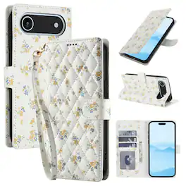 Dteck - Shockproof Floral Wallet Case for Apple iPhone Air, Premium PU Leather Protective Flip Cover with Card Slots Wrist Strap - D