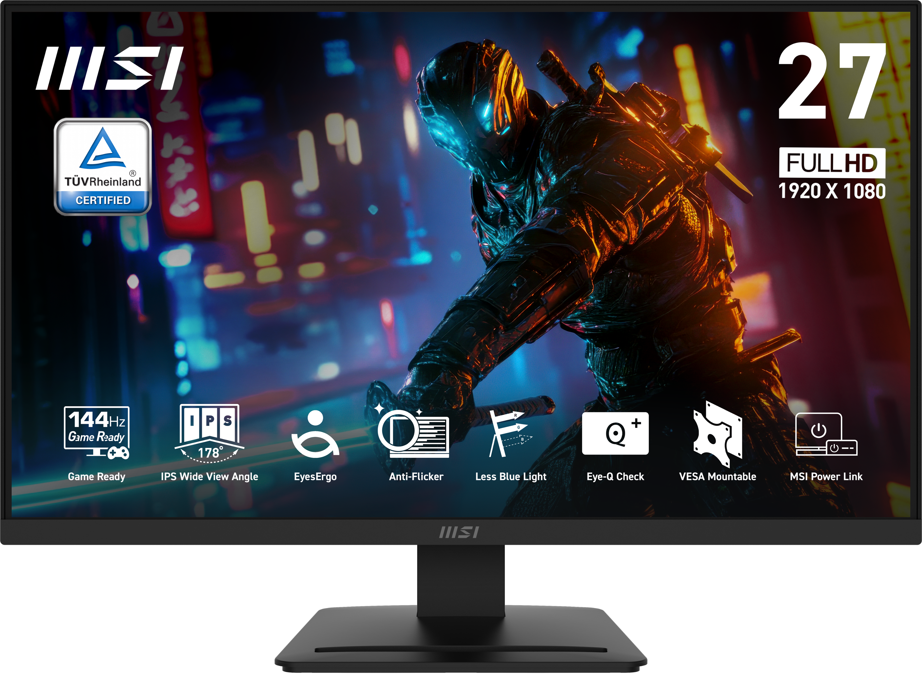 MSI - PRO MP273L E14 27" IPS LCD FHD 144Hz 1ms Free Sync Monitor, HDR Ready (HDMI,VGA port ) - Matte Black - Front_Zoom