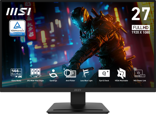 MSI - PRO MP273L E14 27" IPS LCD FHD 144Hz 1ms Free Sync Monitor, HDR Ready (HDMI,VGA port ) - Matte Black