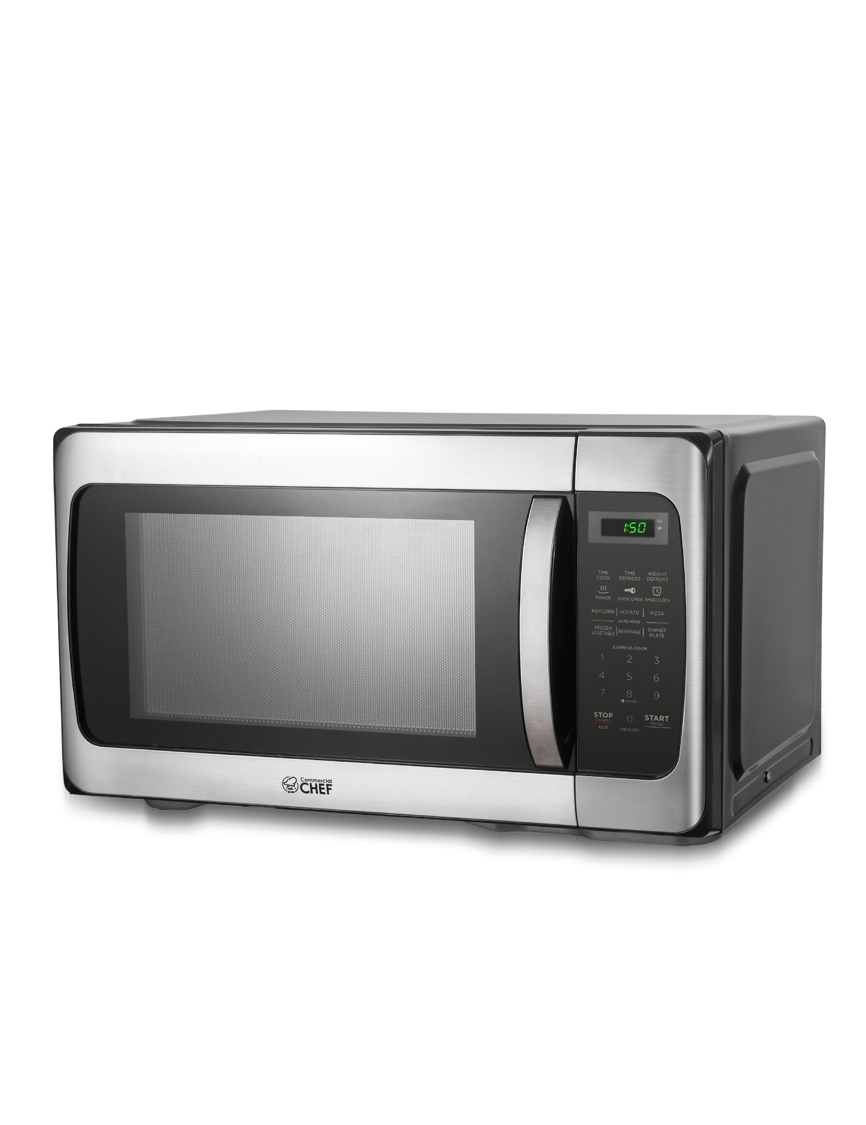 Commercial Chef - 1.1 Cu Ft Microwave with 10 Power Levels - Stainless Steel