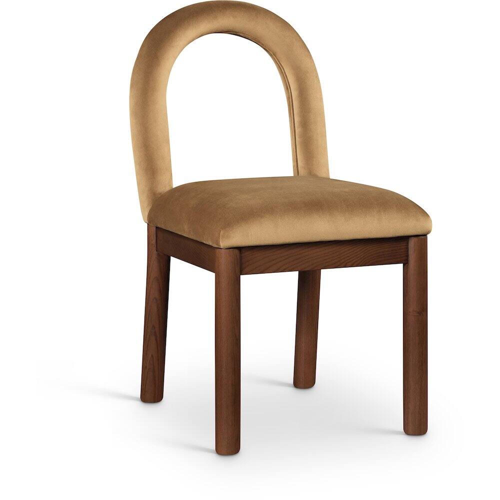 Front. Meridian Furniture - Conrad Saddle Velvet Dining Chair - Brown.