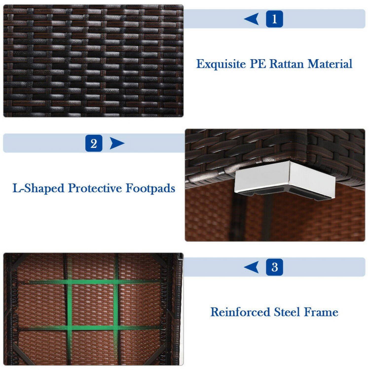 1. Exquisite PE Rattan Material  
2. L-Shaped Protective Footpads  
3. Reinforced Steel Frame