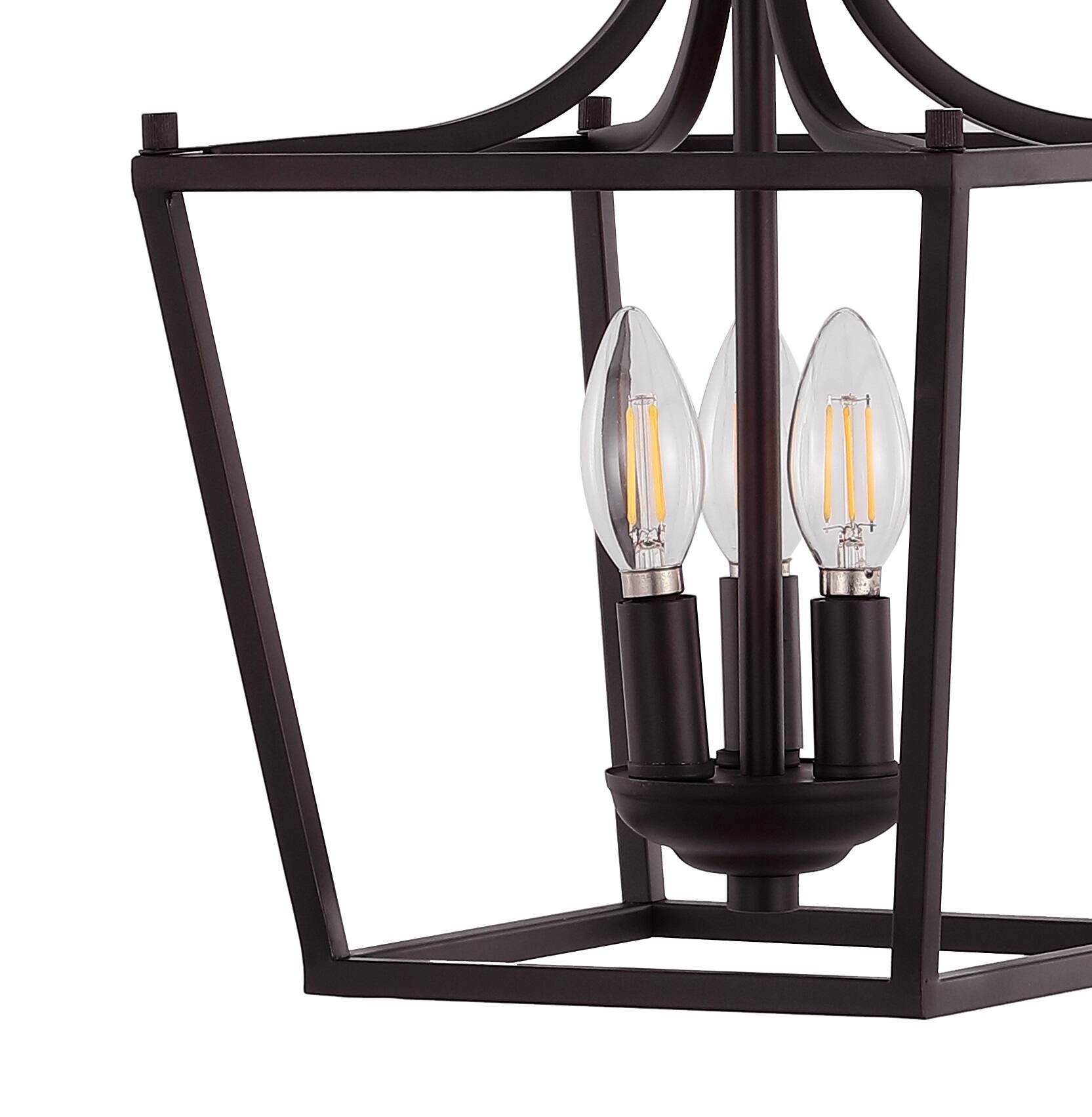 Alt View 4. Jonathan Y - Camden 10" 3-Light Iron Classic Midcentury Pendant Lantern, Oil Rubbed Bronze - Oil Rubbed Bronze.