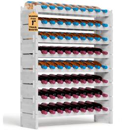 NutriChef - 72 Bottle Wine Rack, Bamboo, 8-Tier Modular Shelf, Wobble-Free, Easy Assembly White (SLWMDSF226WT)