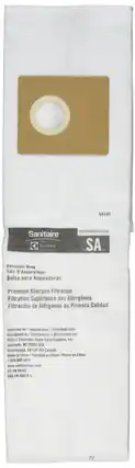 68440
Sanitaire
STYLE/MODEL/ESTILO
SA
Vacuum Bag
Sac d'Aspirateur
Bolsa para Aspiradoras
Premium Allergen Filtration
Filtration Supérieure des Allergènes
Filtración de Alergenos de Primera Calidad
Imported for / Importé pour / Importado para
Distributed by / Distribué par / Distribuidas por
©2012 ElectroLux Home Care Products, Inc.
Charlotte, NC 28282 USA
Mississauga, ON L5V 3E4 Canada
Made in China / Fabriqué en Chine / Hecho en China
1.800.800.8975
www.sanitairevac.com
GR PN 68443
BAG PN 86818-2