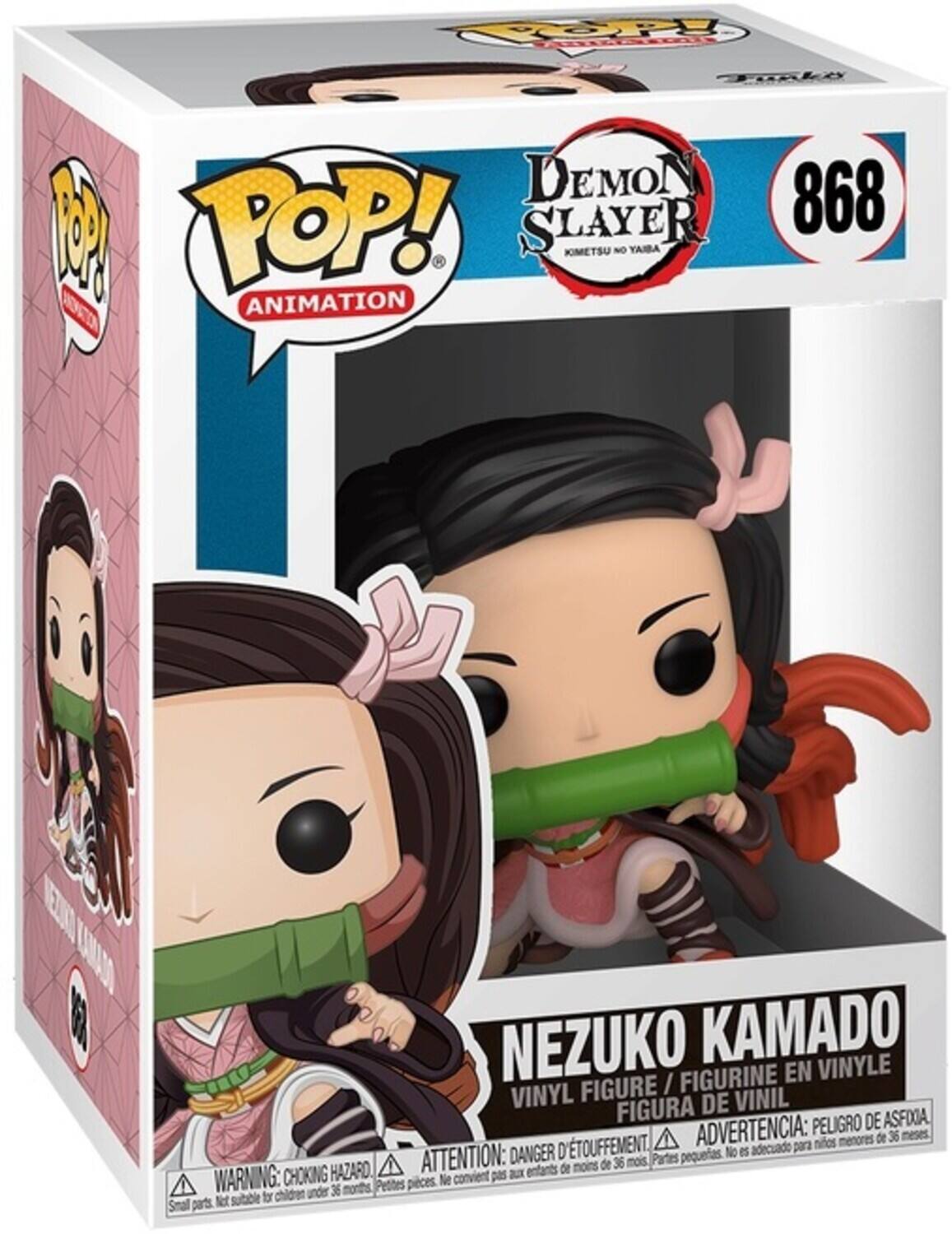 FP NCEEIL TOAkA DEMON 868 1 POP! SLAYER KIMETSU Ou YAIBA N ANIMATION

NEZUKO KAMADO FIGURINE EN VINYLE FIGURE / VINYL FIGURA DE VINIL

PELIGRO DE ASFIA D'TOUFFEMENT ADVERTENCIA: para nios menores de 36 meses

DANGER pequeras No es adecuado

HAZARD ATTENTION: au entants de noins de 36 mois

PARTS WARNING: CHOKING Petites pices. Ne convient pas chilcren under 36 months

Net subble fr Smal parts
