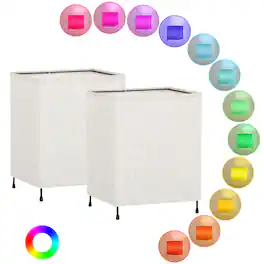 Oumilen - 2-Pack Minimalist Square Nightstand Lamps with Remote - 12-Color RGB Linen Shade Lamps for Bedroom & Living Room