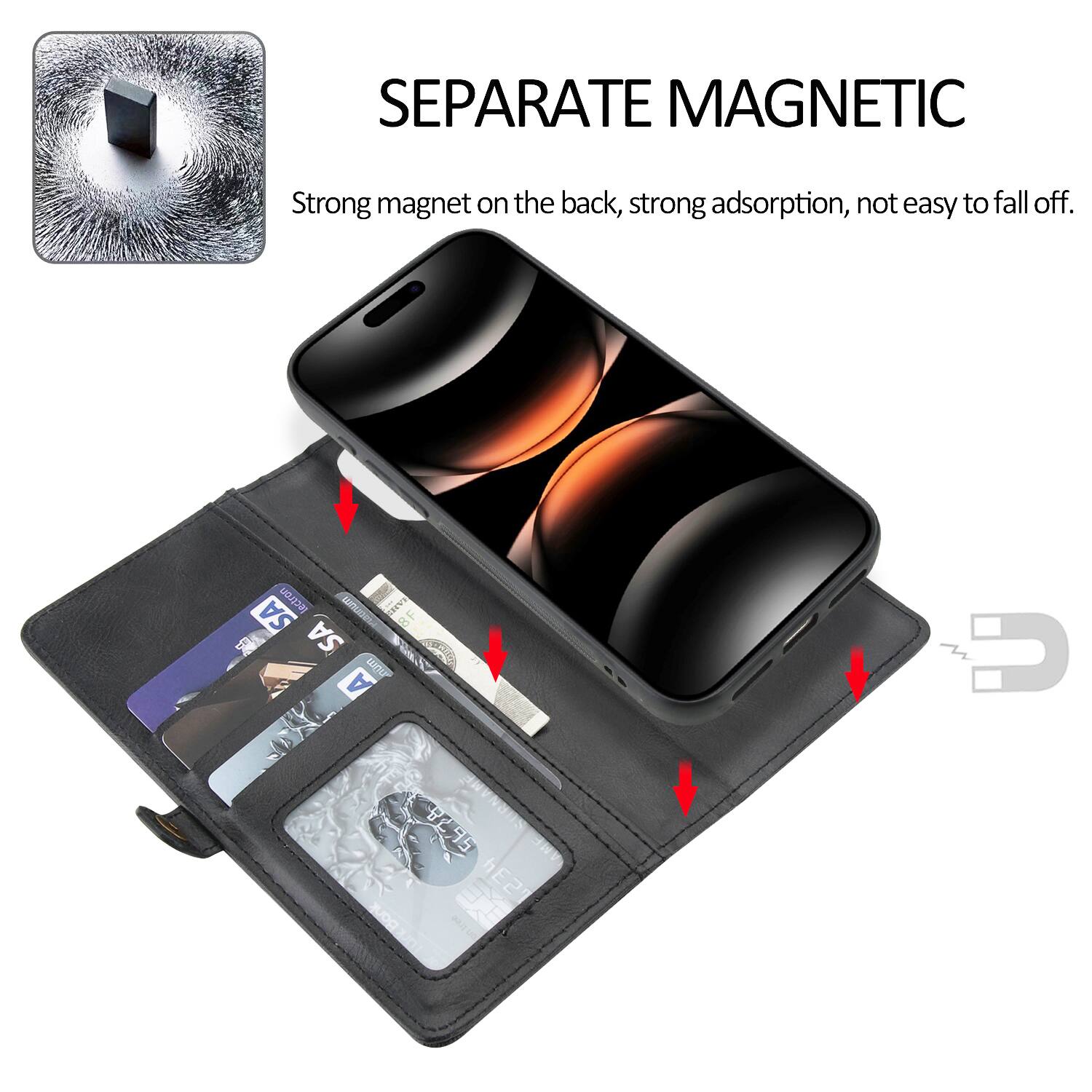 SEPARATE MAGNETIC  
Strong magnet on the back, strong adsorption, not easy to fall off.