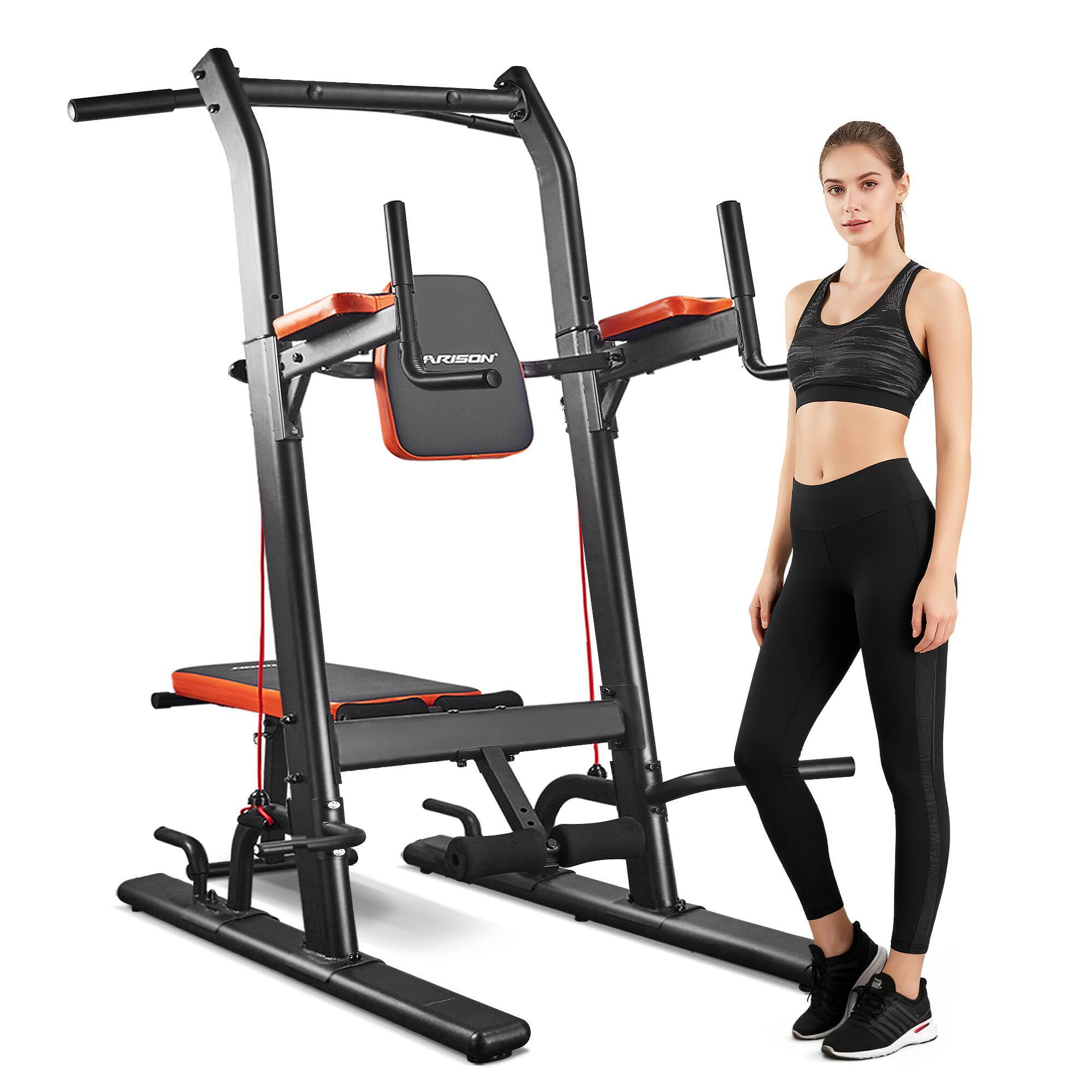 Alt View 4. HARISON - HARISON Multifunction Power Tower with Bench, Pull Up Bar & Dip Station for Home Gym Strength Training （BBG408） - black.