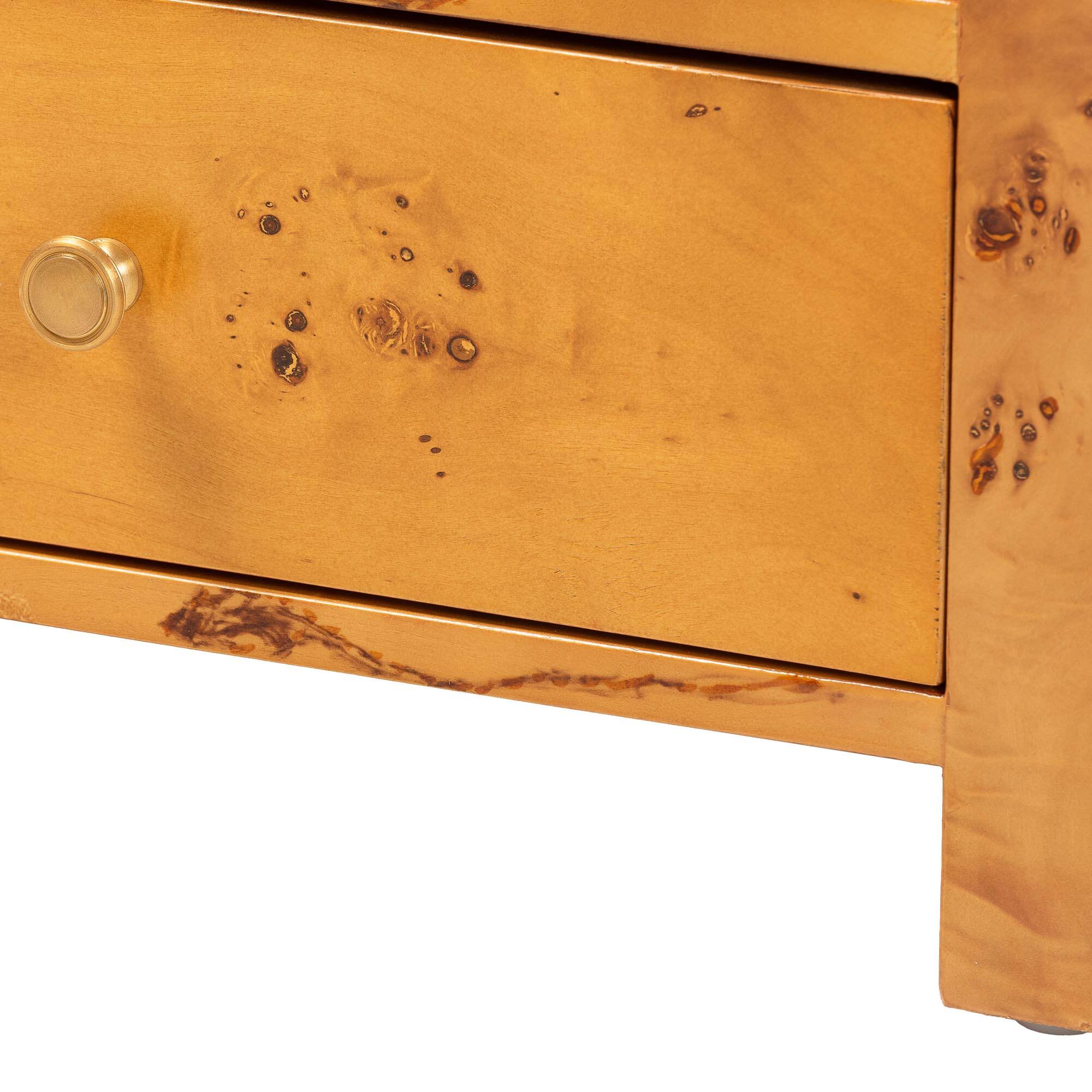 Alt View 1. bali & pari - Camira Modern and Contemporary Natural Mappa Burl Wood 1-Drawer Nightstand - Light Mappa Burl.