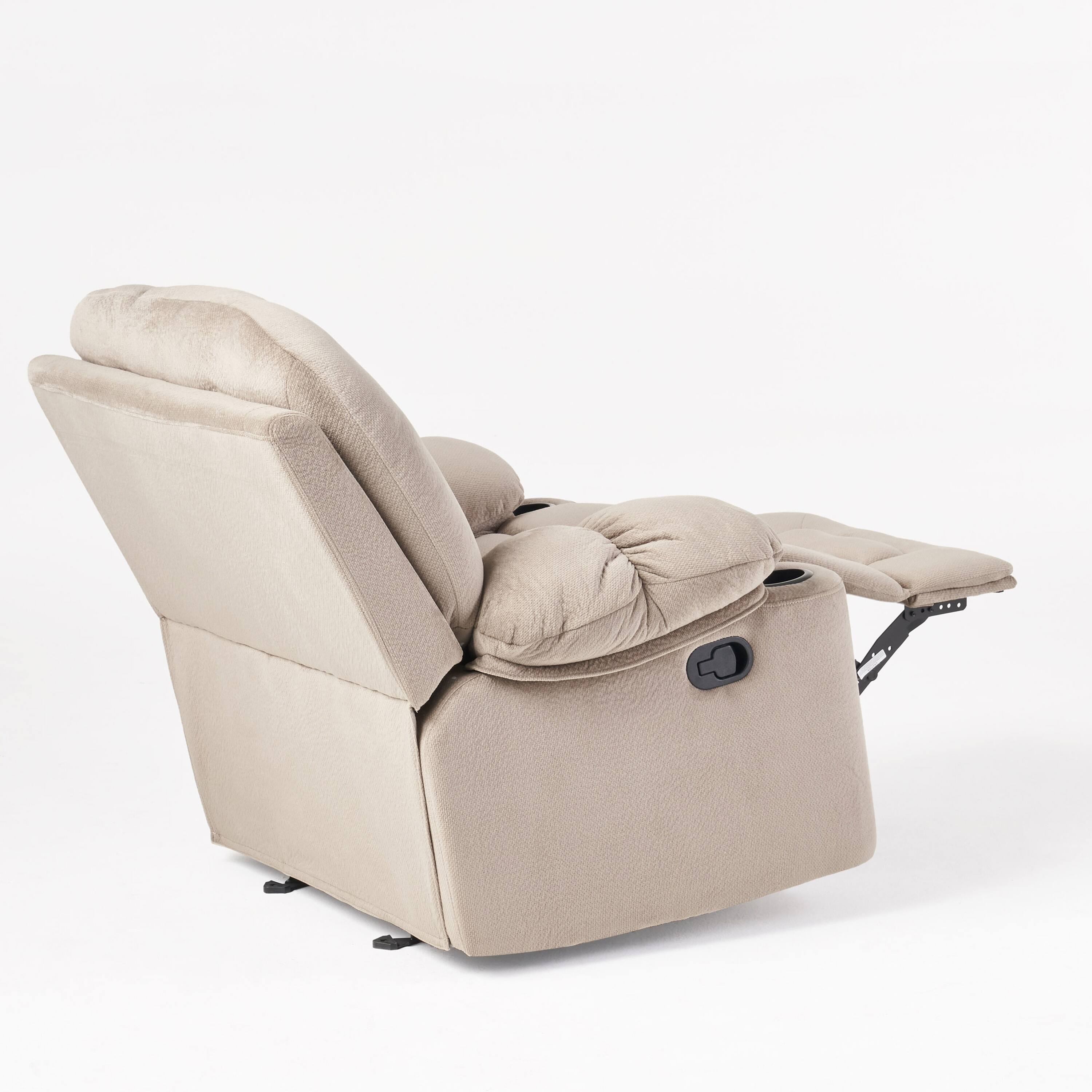 Alt View 6. TinyHomie - Luxurious Manual Recliner Chair in Coffee Skin Friendly Fabric Dual Cup Holders - white.