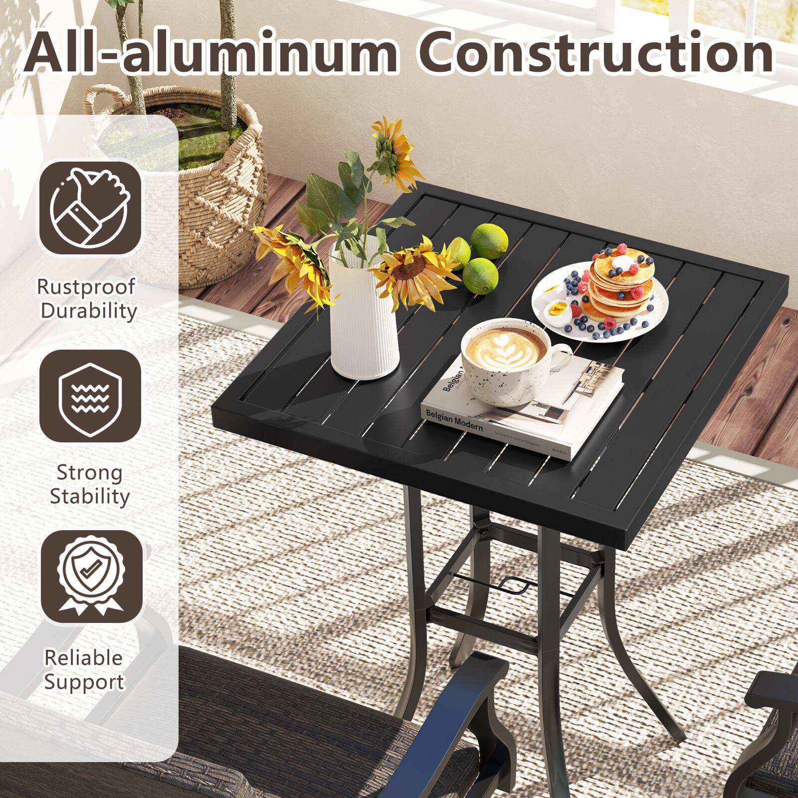 All-aluminum Construction

- Rustproof Durability
- Strong Stability
- Reliable Support