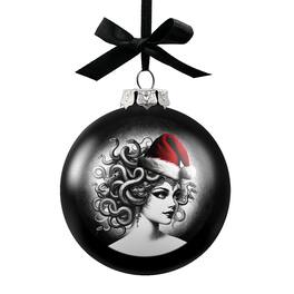OrnamentallyYou - Medusa Christmas Spooky Portrait Glass Ornament Black Horror Halloween Tree Decoration - Multi-colored