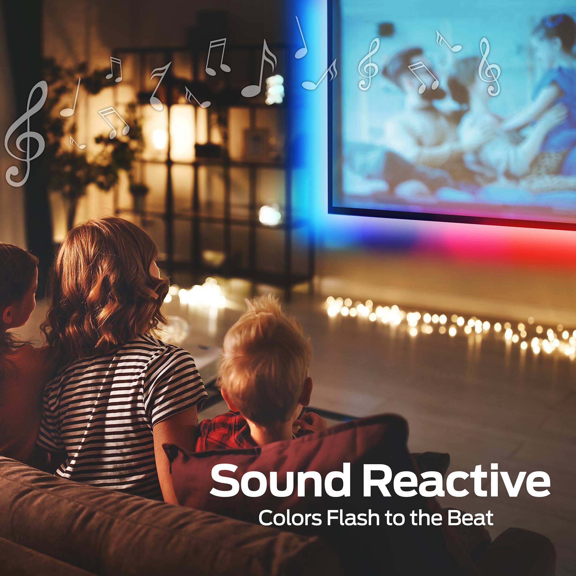 Sound Reactive  
Colors Flash to the Beat